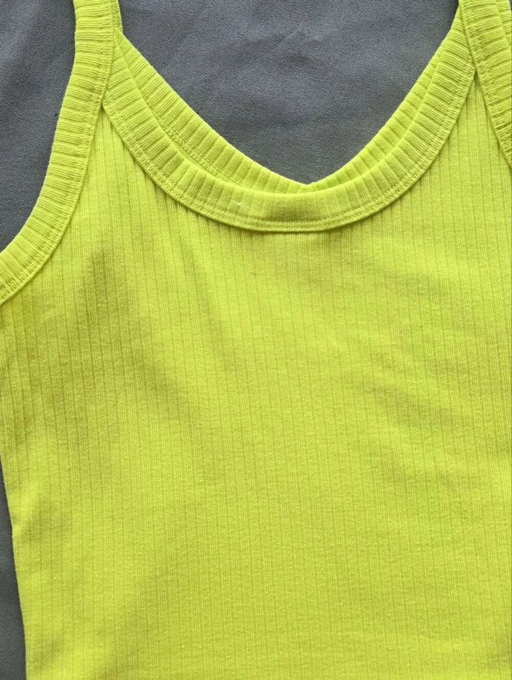 Neon Line Green Cropped Rib Tank Top - Picture 7 of 7
